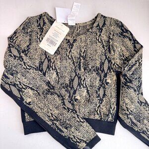 Fabletics Animal Snakeskin Print Long Sleeve Crop Top L